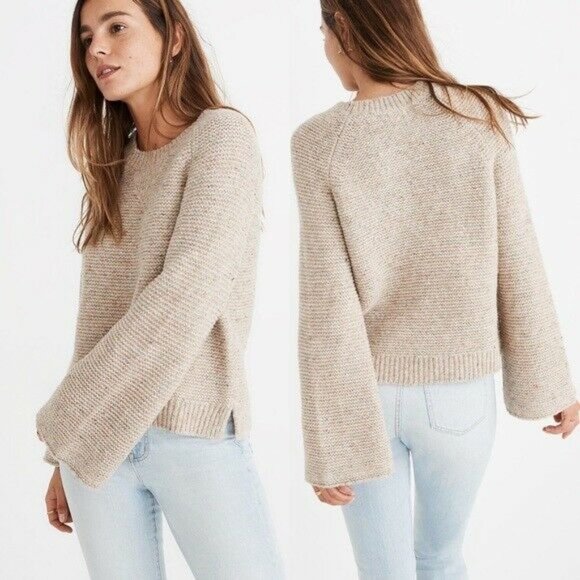 Madewell Sweaters - Madewell Flecked Wide-Sleeve Pullover Sweater Bell
